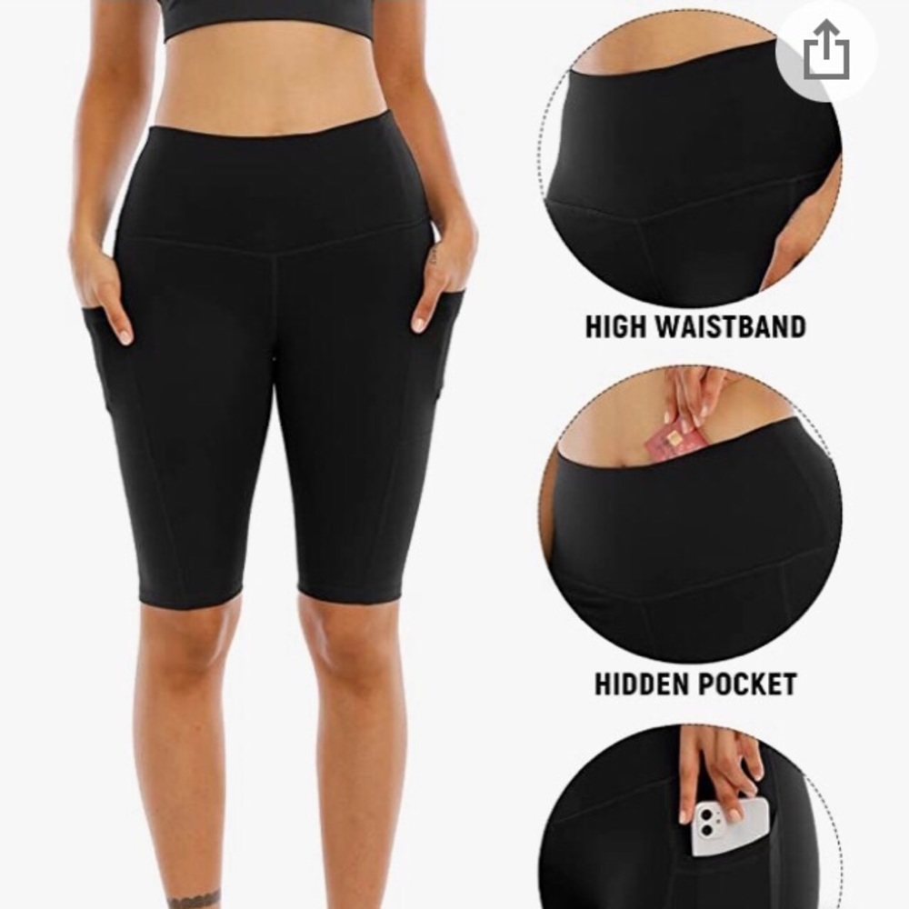 Black High-Waist Women's Shorts with Hidden Pocket